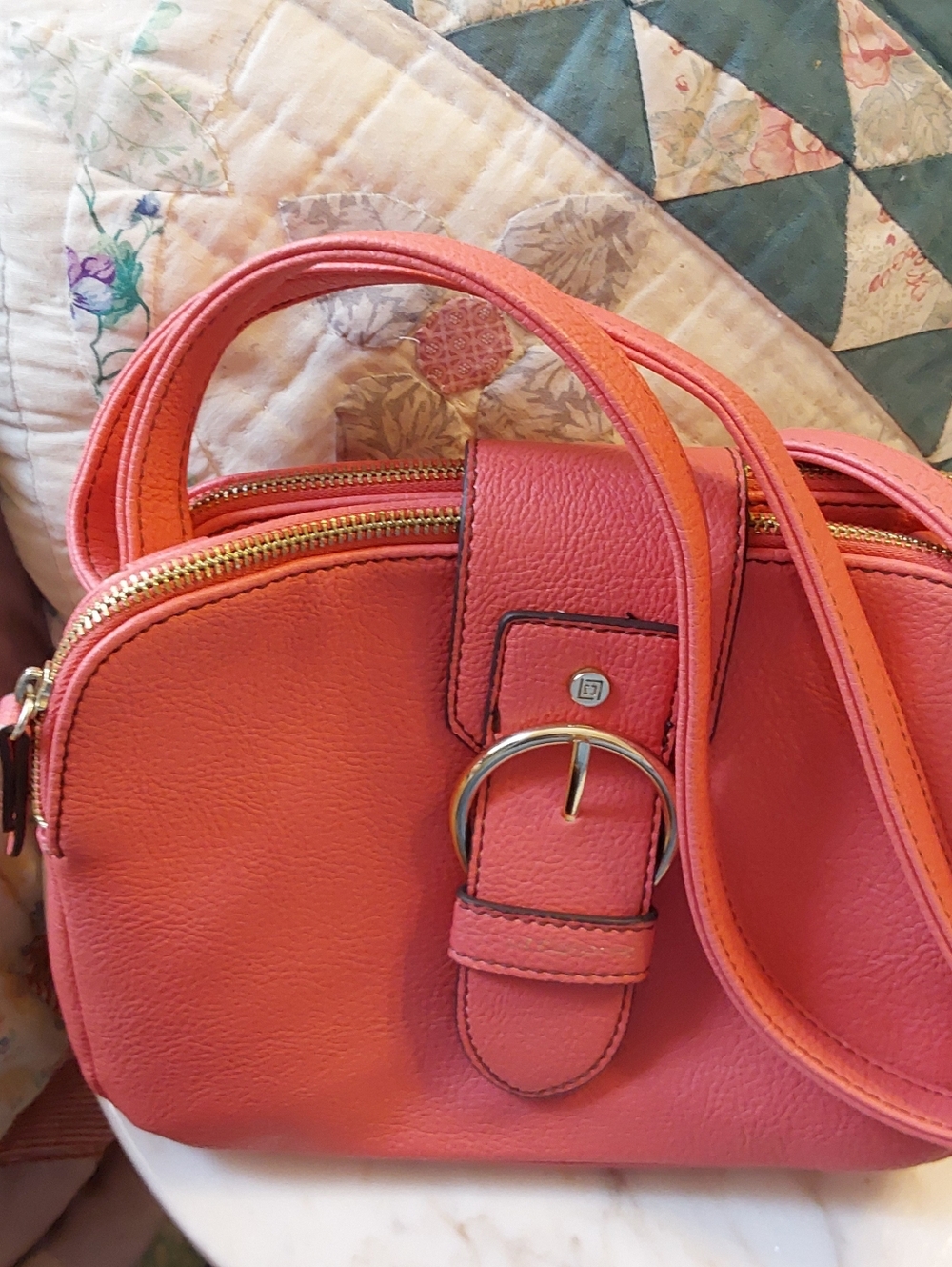Liz Claiborne Coral Faux Leather Crossbody Bag, NWOT 2010 Medium Size Purse